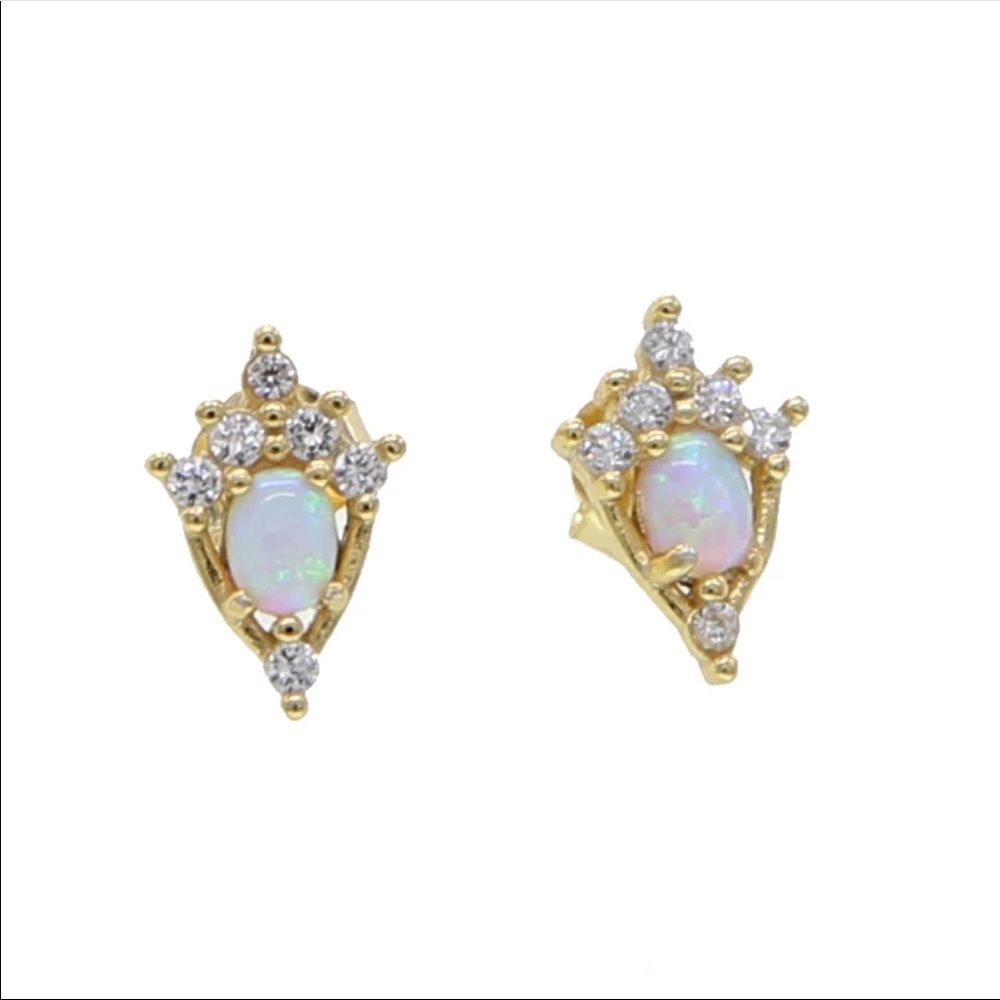 Dainty Fire Opal Earrings - Picture 3 of 6